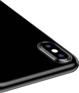Baseus Baseus Simplicity żelowe etui pokrowiec z zatyczką na port ładowania iPhone XS Max przezroczysty czarny (ARAPIPH65-A01) 6