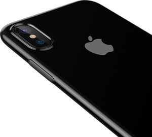 Baseus Baseus Simplicity żelowe etui pokrowiec z zatyczką na port ładowania iPhone XS / X przezroczysty czarny (ARAPIPH58-A01) 4