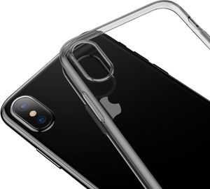 Baseus Baseus Simplicity żelowe etui pokrowiec z zatyczką na port ładowania iPhone XS / X przezroczysty czarny (ARAPIPH58-A01) 5