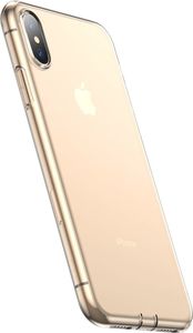 Baseus Baseus Simplicity żelowe etui pokrowiec z zatyczką na port ładowania iPhone XS Max przezroczysty złoty (ARAPIPH65-A01) 2
