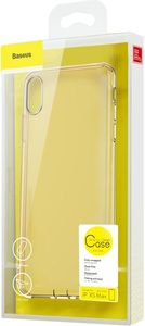 Baseus Baseus Simplicity żelowe etui pokrowiec z zatyczką na port ładowania iPhone XS Max przezroczysty złoty (ARAPIPH65-A01) 8