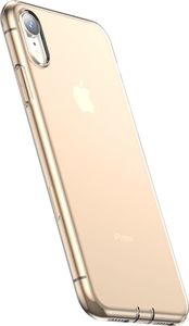 Baseus Baseus Simplicity żelowe etui pokrowiec z zatyczką na port ładowania iPhone XR przezroczysty złoty (ARAPIPH61-A01) 2