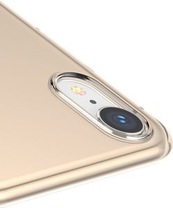 Baseus Baseus Simplicity żelowe etui pokrowiec z zatyczką na port ładowania iPhone XR przezroczysty złoty (ARAPIPH61-A01) 6