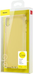 Baseus Baseus Simplicity żelowe etui pokrowiec z zatyczką na port ładowania iPhone XR przezroczysty złoty (ARAPIPH61-A01) 8