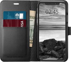 Spigen Spigen Wallet S etui portfel ze skóry ekologicznej schowek na kartę iPhone XS / X czarny (Black) 5