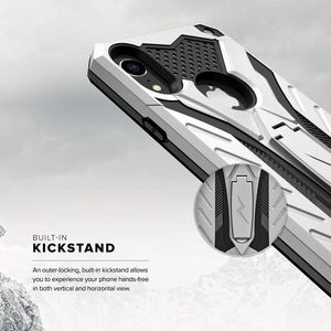 Zizo Zizo Static Cover - Pancerne etui iPhone XR z podstawką (Silver/Black) 2