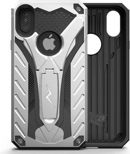 Zizo Zizo Static Cover - Pancerne etui iPhone Xs Max z podstawką (Silver/Black) 7
