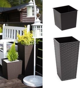 Lamela Doniczka Finezja z wkładem Rattan Grafit 25x25 H:46 2