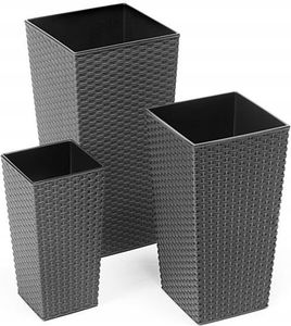 Lamela Doniczka Finezja z wkładem Rattan Grafit 25x25 H:46 4