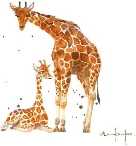 Museums & Galleries Karnet kwadrat mały z kopertą - Giraffe Mum and Baby 1