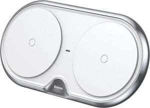 Kabel USB Baseus Baseus Dual Wireless Charger podwójna ładowarka bezprzewodowa indukcyjna Qi + ładowarka sieciowa EU Quick Charge 3.0 + kabel USB / USB-C 1M biały (WXXHJ-A0S) 2