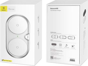 Kabel USB Baseus Baseus Dual Wireless Charger podwójna ładowarka bezprzewodowa indukcyjna Qi + ładowarka sieciowa EU Quick Charge 3.0 + kabel USB / USB-C 1M biały (WXXHJ-A0S) 7
