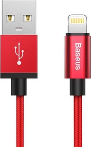 Kabel USB Baseus Baseus AntiLa Series Simple Version wytrzymały pleciony kabel przewód USB Lightning 1M 2.4A MFI czerwony 1