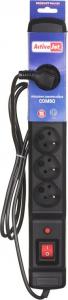Listwa zasilająca Activejet Combo przeciwprzepięciowa 6 gniazd 1.5 m czarna 2
