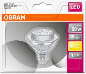 Osram LED STAR MR16 12 V 50 36° 7.2W/2700K GU5.3 15000h 6