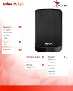 Dysk zewnętrzny HDD ADATA HV320 1TB Czarny (AHV320-1TU31-CBK) 4