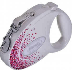 Flexi FLEXI Smycz Glam Splash Pink, M TAŚMA 5m, biała 2