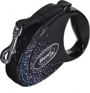 Flexi FLEXI Smycz Glam Splash Mystic, M TAŚMA 5 m, czarna 2