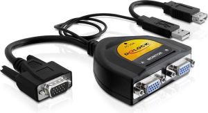 Przełącznik Delock Adapter VGA->2xVGA+zasilanie USB+USB(AF) 1