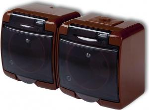 Karlik Gniazdo podwójne Junior z/u klapka dymna brązowy (4GHE-2d) 6