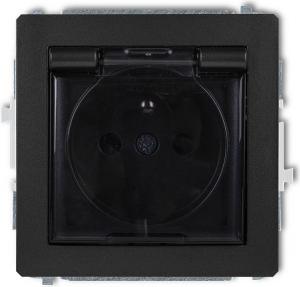 Karlik Gniazdo bryzgoszczelne Deco z/u klapka dymna czarny mat (12DGPB-1zd) 5