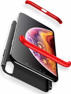 Hurtel 360 Protection etui na całą obudowę przód + tył iPhone XS Max czarno-czerwony (logo hole) 6