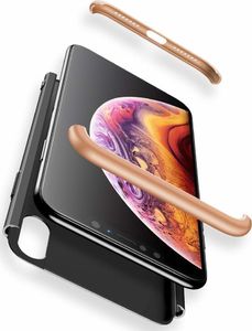Hurtel 360 Protection etui na całą obudowę przód + tył iPhone XS Max czarno-złoty 3