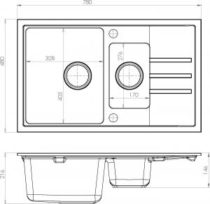 Zlewozmywak Alveus Intermezzo 70 beż 55 (78x48) z syfonem manualnym 2