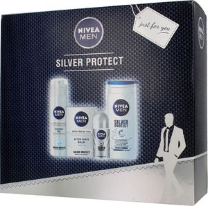Nivea Nivea Zestaw prezentowy Men Silver Protect (balsam po goleniu 100ml+żel d/golenia 200ml+żel p/prysznic 250ml+deo roll-on 50ml) 1