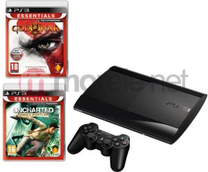 Sony Playstation 3 Super Slim 12 GB + God of War III + Uncharted: Drake\'s Fortune 1