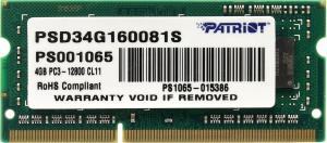 Pamięć do laptopa Patriot Signature, SODIMM, DDR3, 4 GB, 1600 MHz, CL11 (PSD34G160081S) 1