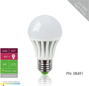 Whitenergy żarówka LED E27, 42xSMD 3014, A60, 4W, 230V, 300Lm, ciepła biała (08491) 2