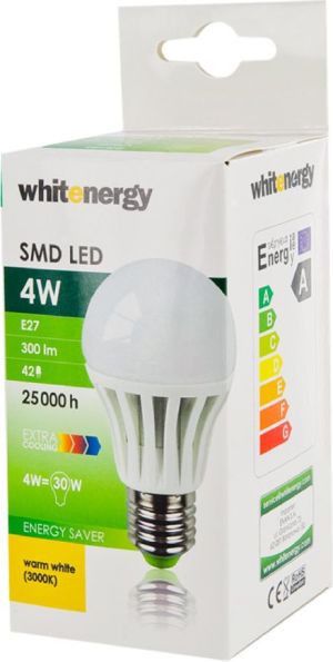 Whitenergy żarówka LED E27, 42xSMD 3014, A60, 4W, 230V, 300Lm, ciepła biała (08491) 3