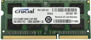 Pamięć do laptopa Crucial SODIMM, DDR3L, 4 GB, 1600 MHz, CL11 (CT51264BF160B) 1