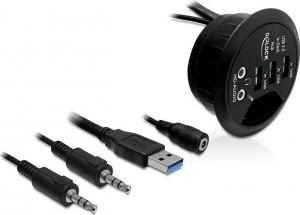 HUB USB Delock Słuchawkowe Mikrofonowe  + 3x USB-A 3.0 (61990) 1