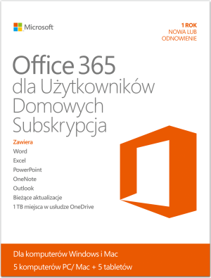 Microsoft Office 365 Home Premium PL 32/64-bit Subskrypcja 1 rok Medialess (6GQ-00173) 1