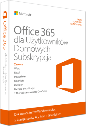 Microsoft Office 365 Home Premium PL 32/64-bit Subskrypcja 1 rok Medialess (6GQ-00173) 2