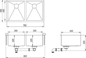 Zlewozmywak Aquasanita Nerūdijančio plieno virtuvinė plautuvė Aquasanita Enna ENN 200L 4