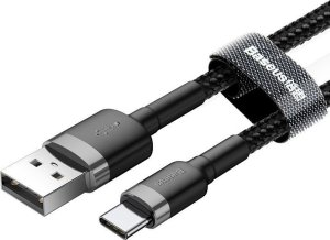 Kabel USB Baseus USB-A - USB-C 1 m Czarno-szary (CATKLF-BG1) 2