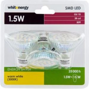 Whitenergy Żarówka LED |GU10 |30xSMD 3528 |MR16 |1.5W |230V |90Lm |ciepła biała | (08758) 1