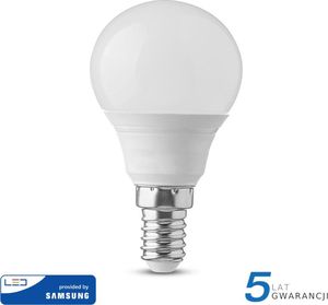 V-TAC 5.5W LED lemputė V-TAC, P45, E14, 3000K su LED SAMSUNG diodu 1
