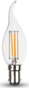 V-TAC 4W LED lemputė COG V-TAC E14, Žvakės formos, (3000K) šiltai balta, dimeriuojama 1