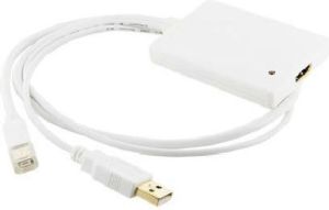 Adapter AV 4World DisplayPort Mini - HDMI + USB-A biały (8753) 1