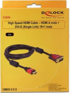 Kabel Delock HDMI - DVI-D 3m czerwony (84343) 2