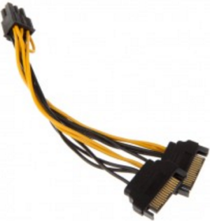 Akasa SATA 15-pin - PCIe 6-pin, 0.15m, Żółty (AKCBPW1315) 4