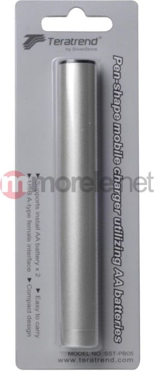 Powerbank SilverStone Przenośna Ładowarka USB na Paluszka AA - - Srebrna (SST-PB05S) 1