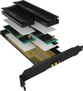 Icy Box Karta rozszerzeń PCIe do dysków SSD 2x M.2 z radiatorem (IB-PCI215M2-HSL) 1