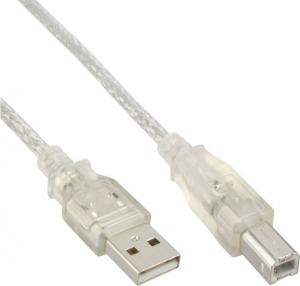 Kabel USB InLine USB-A - USB-B 0.3 m Przezroczysty (34503T) 1