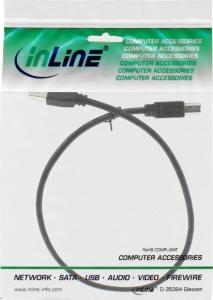 Kabel USB InLine USB-A - USB-B 0.3 m Czarny (34503X) 2