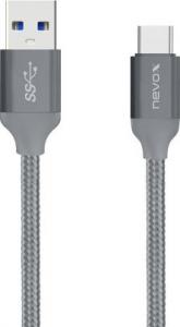 Kabel USB Nevox USB-A - USB-C 2 m Szary (1480) 1